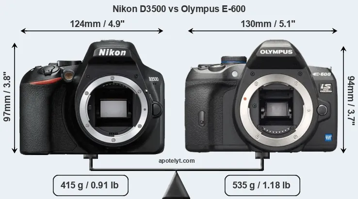 Size Nikon D3500 vs Olympus E-600