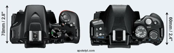 Compare D3500 versus E-600 top