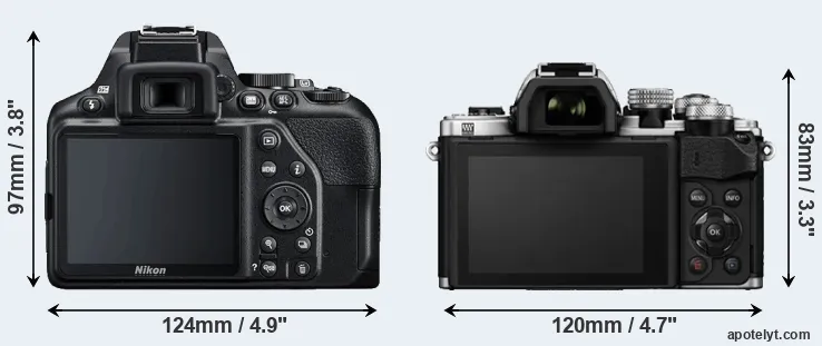 Comparison D3500 or E-M10 II rear