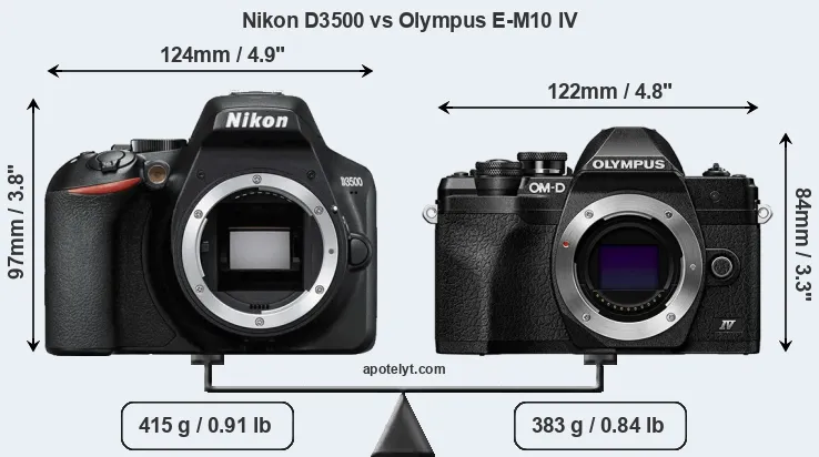 Size Nikon D3500 vs Olympus E-M10 IV