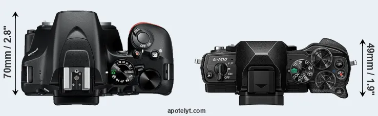 Compare D3500 versus E-M10 IV top