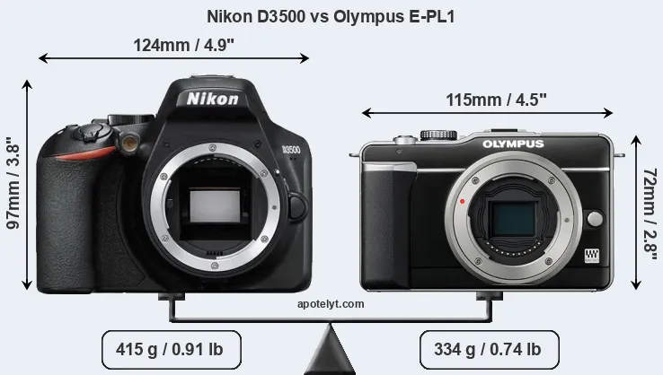 Size Nikon D3500 vs Olympus E-PL1