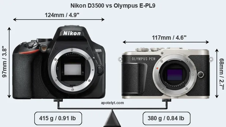 Size Nikon D3500 vs Olympus E-PL9