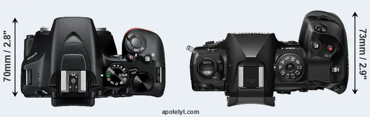 Compare D3500 versus OM-1 top