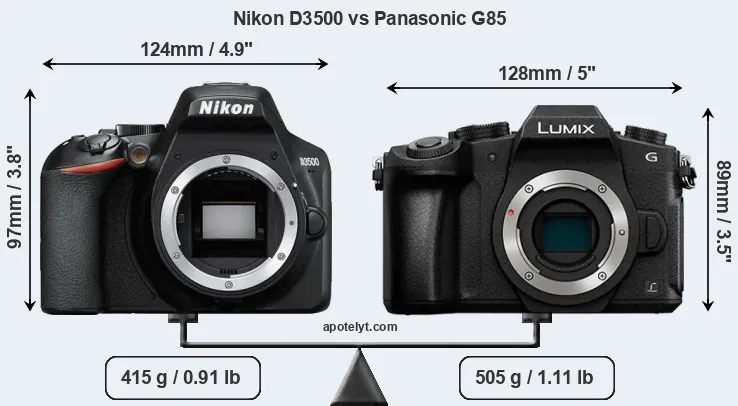 Size Nikon D3500 vs Panasonic G85