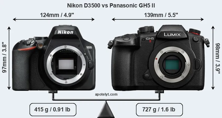 Size Nikon D3500 vs Panasonic GH5 II