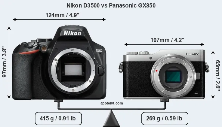 Size Nikon D3500 vs Panasonic GX850