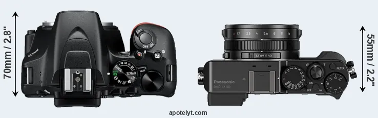 Compare D3500 versus LX100 top