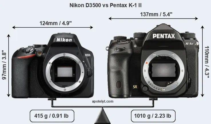 Size Nikon D3500 vs Pentax K-1 II