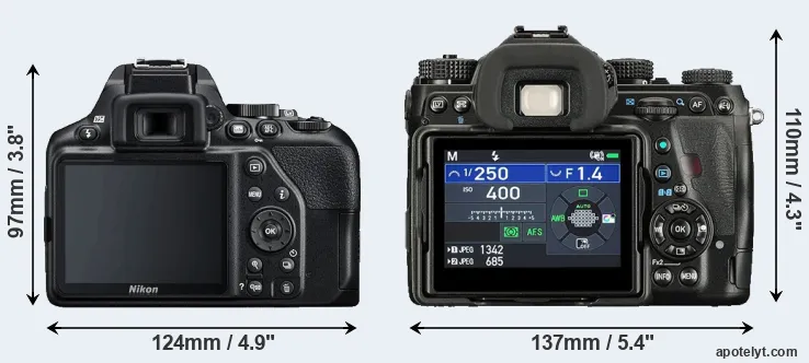 Comparison D3500 or K-1 II rear