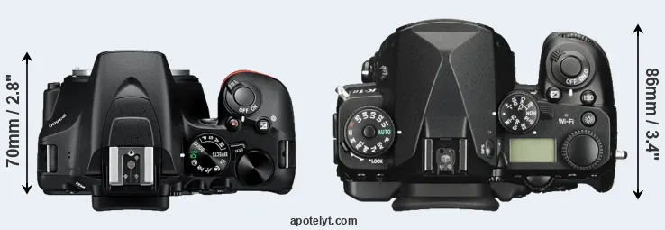 Compare D3500 versus K-1 II top