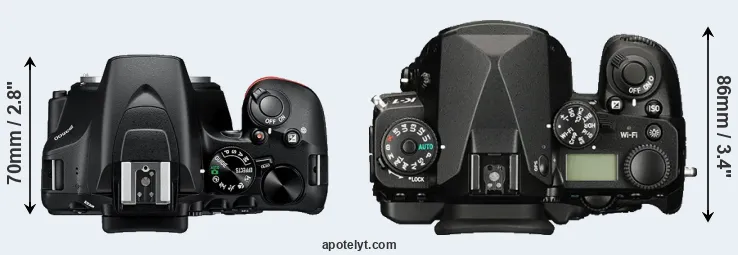 Compare D3500 versus K-1 top