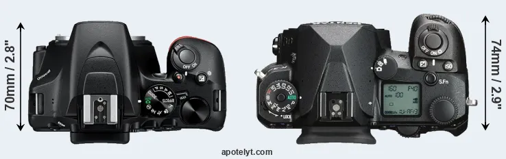 Compare D3500 versus K-3 III top