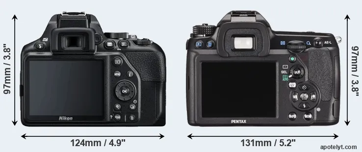 Comparison D3500 or K-5 II rear