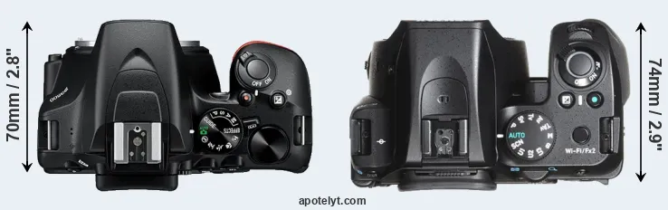 Compare D3500 versus K-70 top