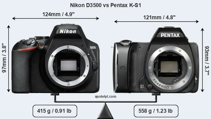 Size Nikon D3500 vs Pentax K-S1