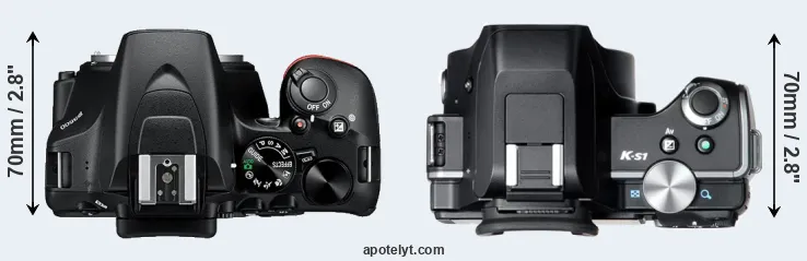 Compare D3500 versus K-S1 top