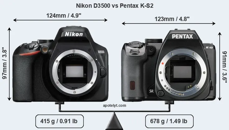 Size Nikon D3500 vs Pentax K-S2