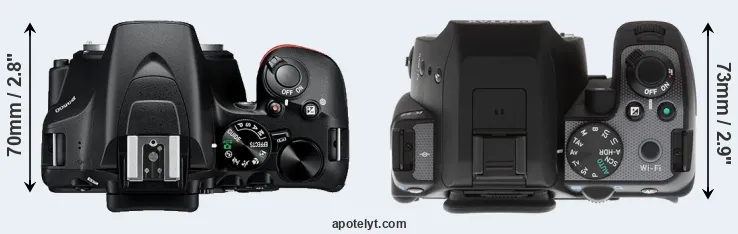 Compare D3500 versus K-S2 top