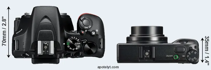 Compare D3500 versus GR IIIx top