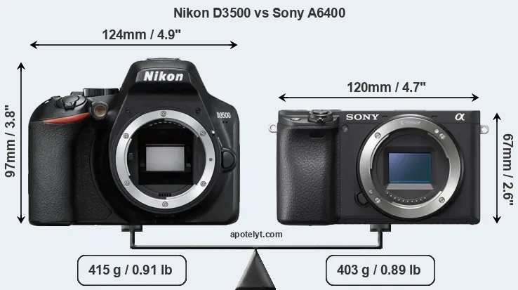 Size Nikon D3500 vs Sony A6400