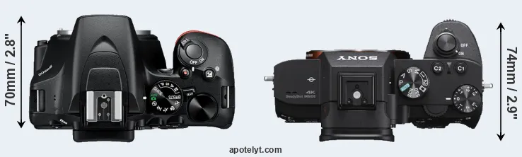 Compare D3500 versus A7 III top
