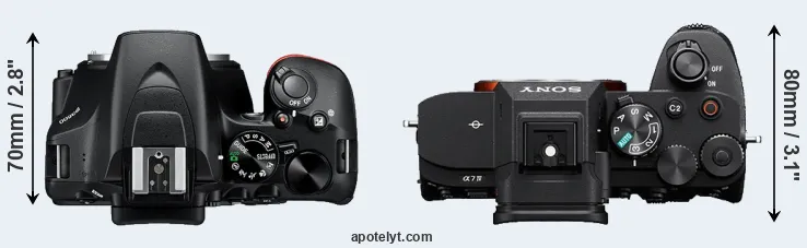 Compare D3500 versus A7 IV top