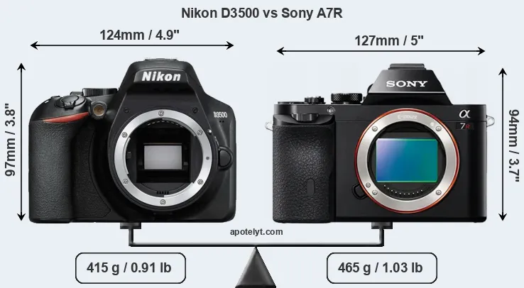 Size Nikon D3500 vs Sony A7R