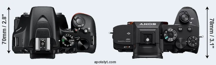 Compare D3500 versus A7R IV top