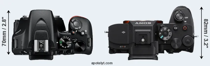 Compare D3500 versus A7R V top