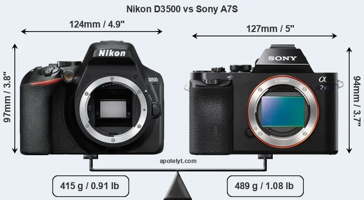 Size Nikon D3500 vs Sony A7S