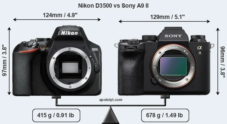 Size Nikon D3500 vs Sony A9 II