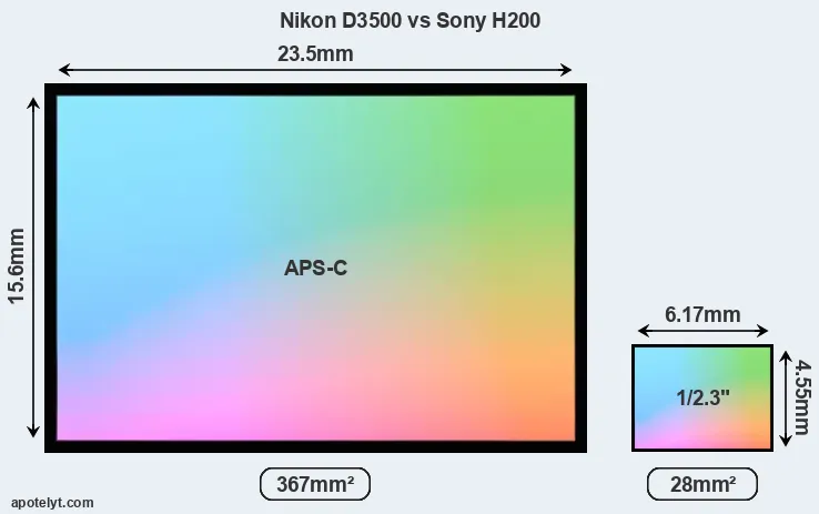 Nikon D3500 and Sony H200 sensor measures