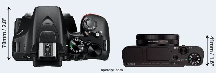 Compare D3500 versus RX100 III top