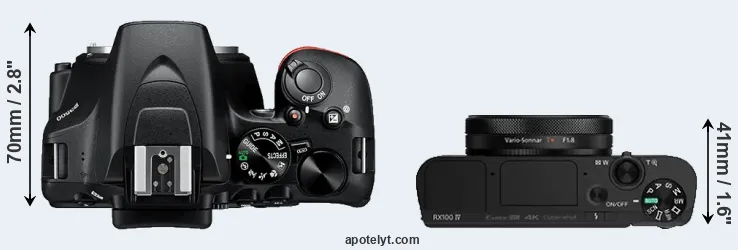 Compare D3500 versus RX100 IV top