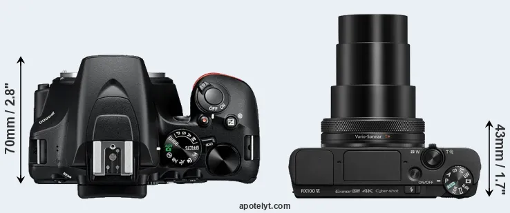 Compare D3500 versus RX100 VI top