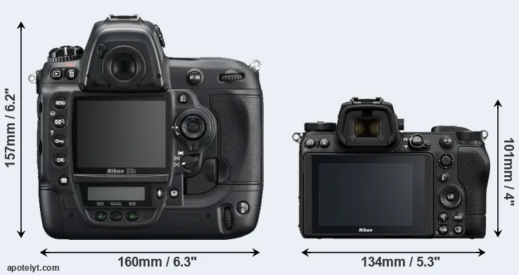 Comparison D3S or Z6 II rear
