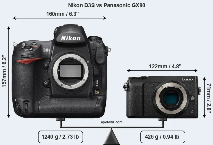 Size Nikon D3S vs Panasonic GX80