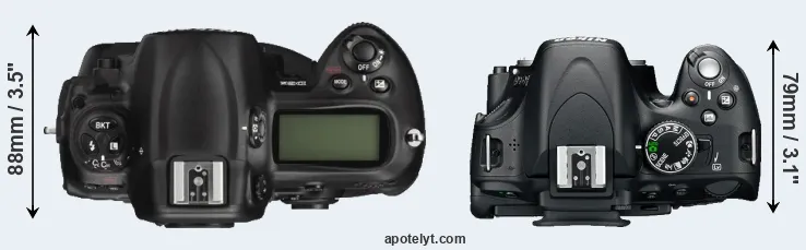 Compare D3X versus D5100 top