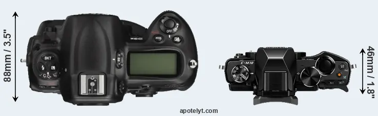 Compare D3X versus E-M10 top