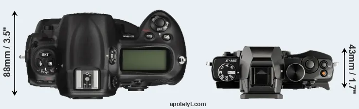 Compare D3X versus E-M5 top