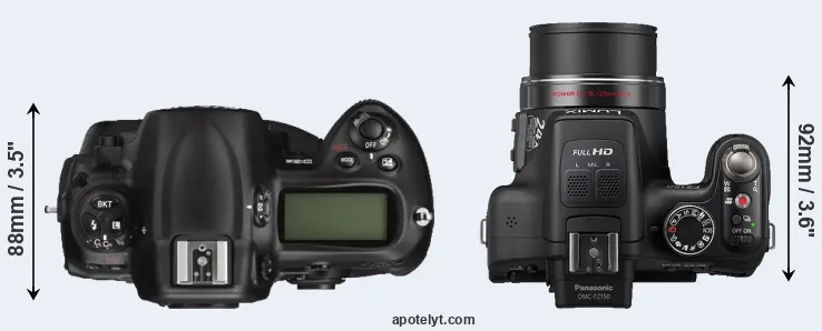 Compare D3X versus FZ150 top