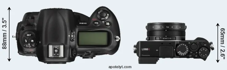 Compare D3X versus LX100 II top