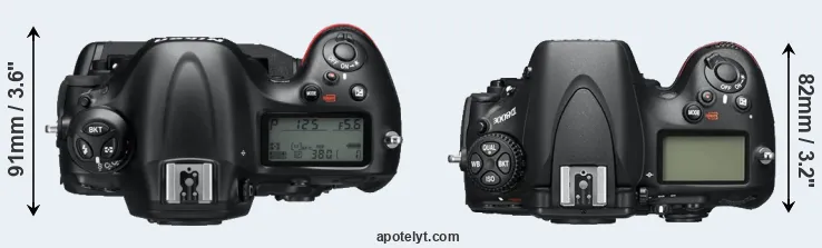 Compare D4 versus D800E top