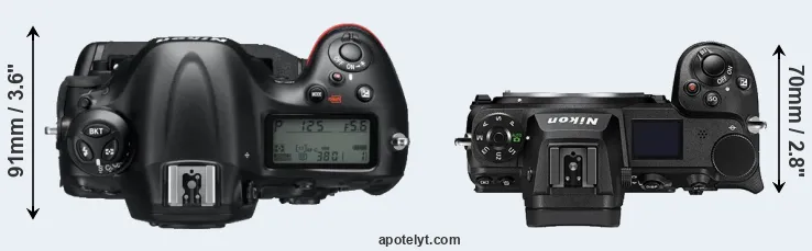 Compare D4 versus Z7 II top