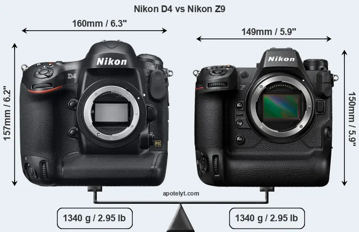 Size Nikon D4 vs Nikon Z9
