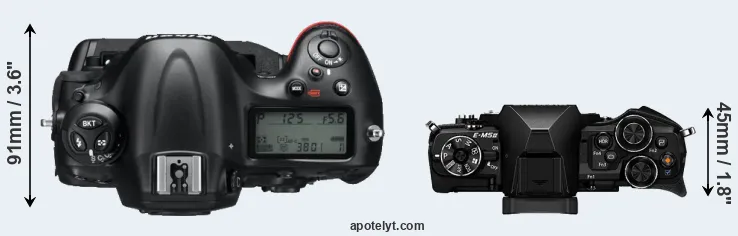 Compare D4 versus E-M5 II top