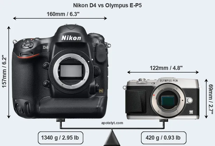 Size Nikon D4 vs Olympus E-P5