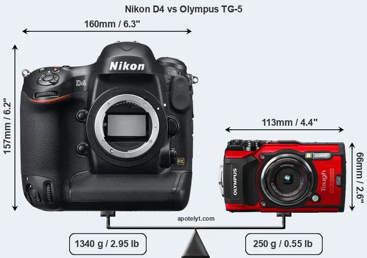 Size Nikon D4 vs Olympus TG-5