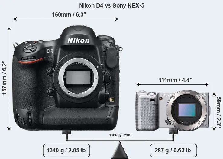 Size Nikon D4 vs Sony NEX-5